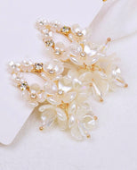 Wedding Pearlized Flower Cluster Earrings