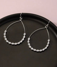 Beaded Teardrop Silver Earrings