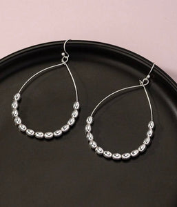 Beaded Teardrop Silver Earrings