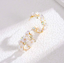 Pearlized Flower Hoops Elegant