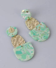 Mint Green Gold Flake Clay Earrings