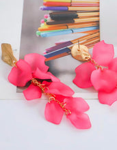 Translucent Long Acrylic Petal Earrings with Gold Leaf Post