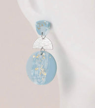 Baby Blue and Silver Clay Earrings