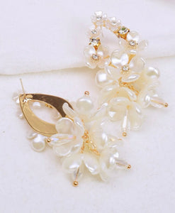 Wedding Pearlized Flower Cluster Earrings