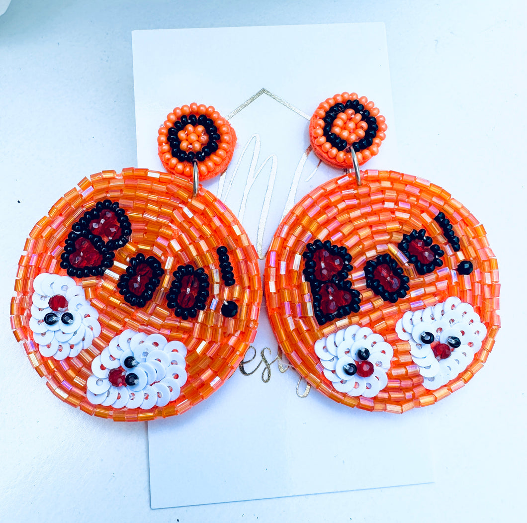 Boo Ghost Beaded Halloween Earrings