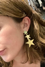 Triple Star Drop Earrings Gold Silver