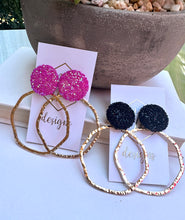 Statement Textured Circle Earrings with a Glitter Top