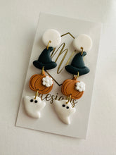 Clay Halloween Witch Hat Pumpkin Ghost earrings
