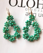 Large Flower Beaded Teardrop Earrings