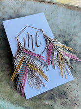 Fringe and Rhinestone Feather Earrings