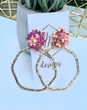 Statement Cluster of Flowers Textured Open Circle Earrings