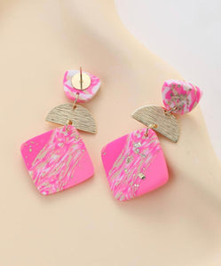 Hot Pink Clay Earrings