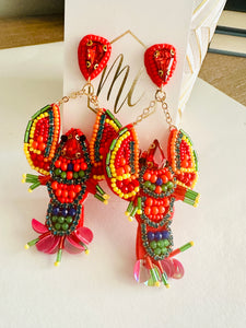 Beaded Colorful Crawfish Earrings