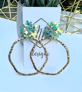 Statement Cluster of Flowers Textured Open Circle Earrings