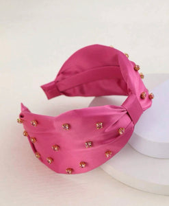 Pink Wide Jeweled Headbands