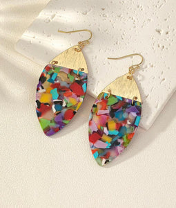 Acrylic and Brushed Gold Drop Earrings