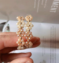 Flower Beaded Hoop Earrings