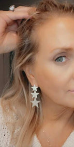 Triple Star Drop Earrings Gold Silver