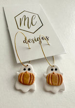 Clay Ghost Halloween Earrings Hoops