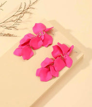 Long flower petal dangle earrings