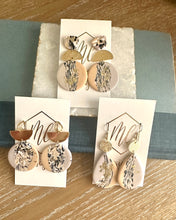 Neutral and Navy Clay Earrings