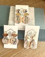 Neutral and Navy Clay Earrings