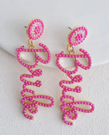 Bride Beaded Pearl Pink Earrings