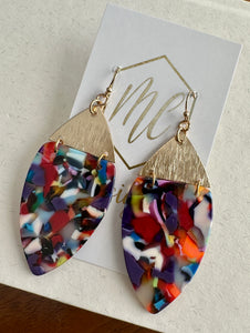 Acrylic and Brushed Gold Drop Earrings