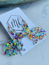 Acrylic multi-color glitter bunny earrings