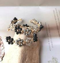 Flower Beaded Hoop Earrings