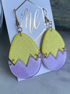 Yellow and purple Easter egg earrings