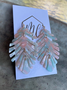 Acrylic pastel leaf earrings