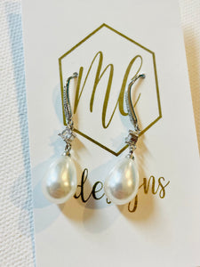 Elegant Silver and Pearl Drop Earrings