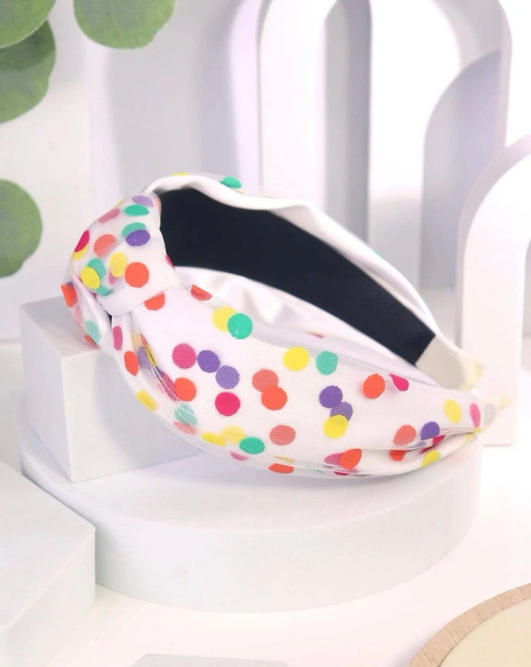 Colorful Polka Dot Print Knot Headband