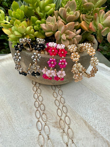 Flower Beaded Hoop Earrings