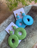 Big colored woven circle earrings