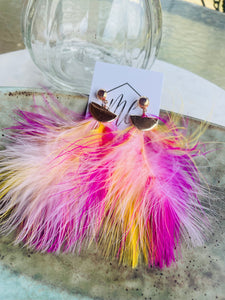 Large Fun feathered Earrings