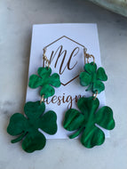 Double 4 leaf clover dangle earrings