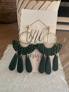 Dark Green Clay Earrings