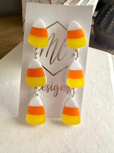 Candy Corn Halloween Earrings