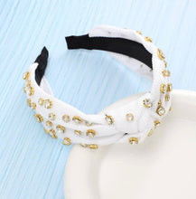 White Linen Rhinestone Headband
