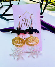 Bat Pumpkin Spider Stack Earrings Halloween