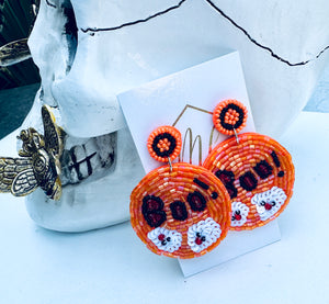 Boo Ghost Beaded Halloween Earrings