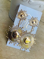 Double Gold Sunburst Earrings