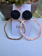 Statement Textured Circle Earrings with a Glitter Top