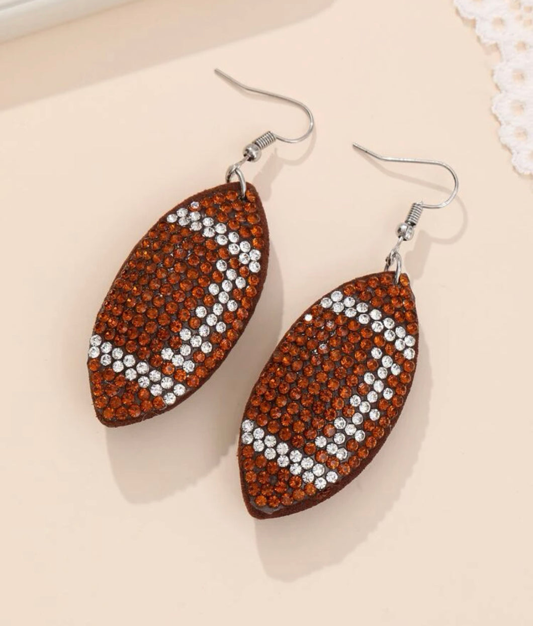 Rhinestone Football Earrings