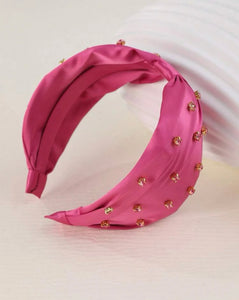 Pink Wide Jeweled Headbands