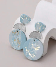Baby Blue and Silver Clay Earrings