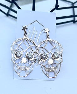 Jeweled Eyed Skull Earrings Halloween