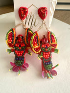 Beaded Colorful Crawfish Earrings